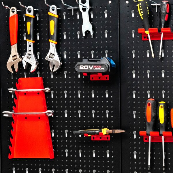 Costway Organizer da parete in metallo con 3 pannelli forati 25 accessori, Kit per la conservazione degli attrezzi