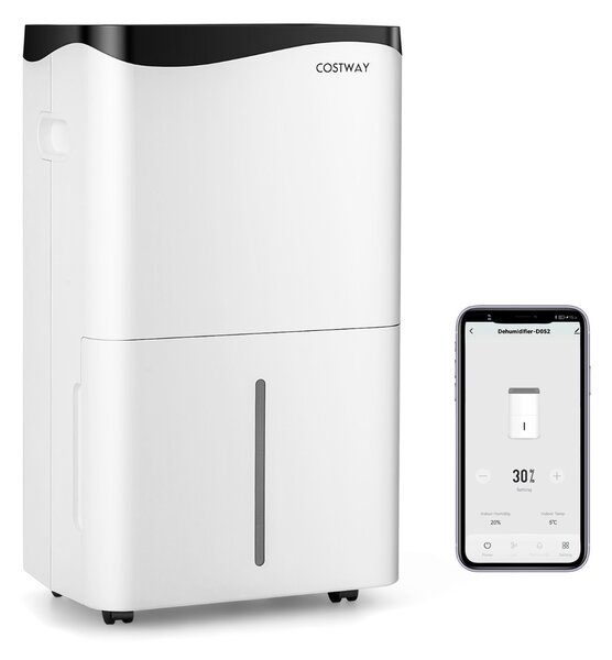 Costway Deumidificatore per casa con 4 modalità e 2 velocità, Deumidificatore con pannello touch e controllo da app Bianco