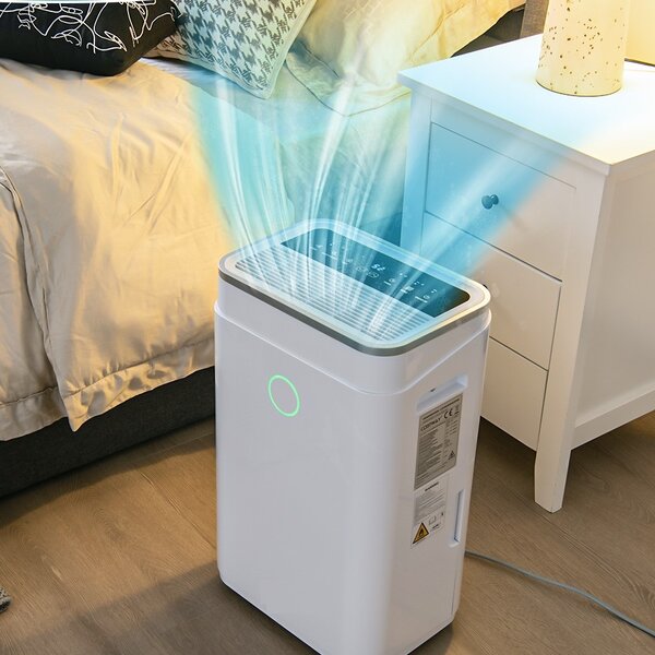 Costway Deumidificatore per casa con serbatoio dell’acqua 6,5L, Deumidificatore con timer 24 ore e tubo di scarico Bianco