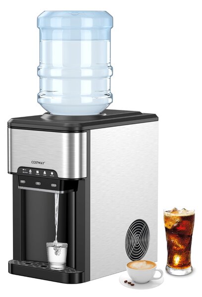 Costway Erogatore acqua fredda 3 in 1 con macchina del ghiaccio, Erogatore con 3 impostazioni di temperatura