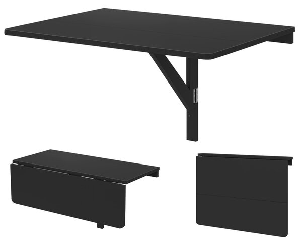 Costway Scrivania galleggiante per piccoli spazi cucina camera da letto lavanderia, Tavolo pieghevole a parete Nero