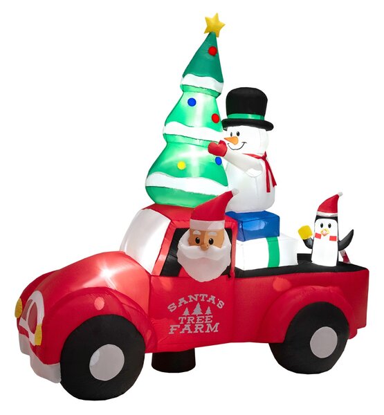 Costway Babbo Natale gonfiabile largo alla guida di un'auto con LED e soffiatore, Decorazione gonfiabile 240cm