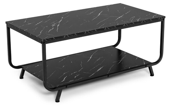 Costway Tavolino da caffè in finto marmo, Tavolino moderno adatto a ufficio salotto e balcone 105x55x46,5cm Nero