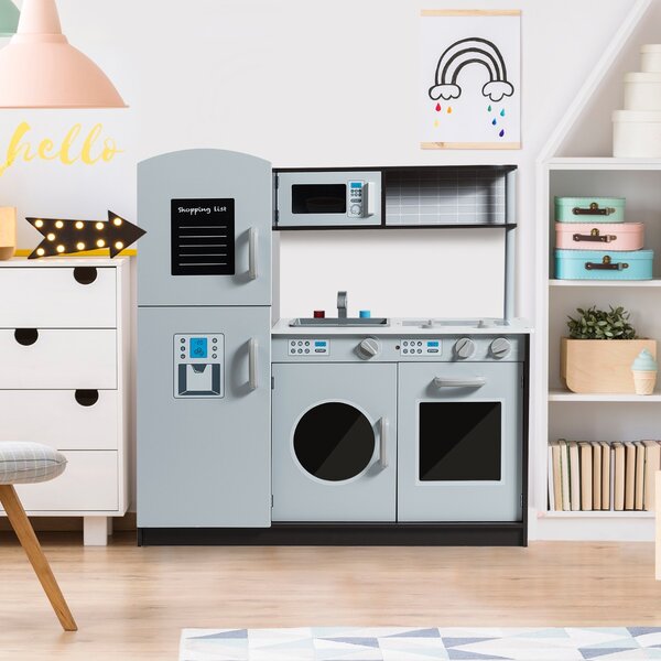 Costway Cucina giocattolo per bambini con accessori personalizzati manopole, Cucina verticale in legno