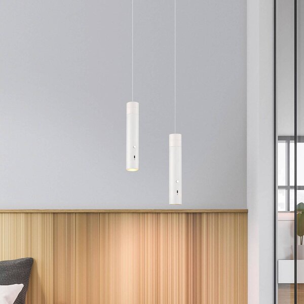JUST LIGHT. GmbH Lampada a sospensione LED ricaricabile Attach, bianco, ferro dimmerabile, Bianco / Opale, Soggiorno / Sala da pranzo, Metallo, Moderno