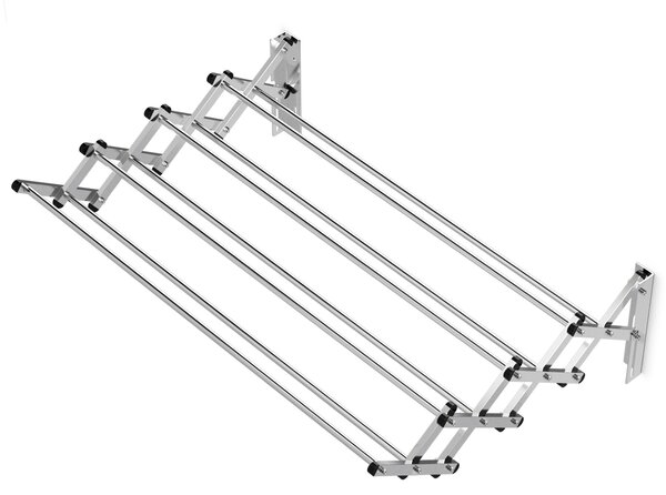Costway Stendibiancheria retrattile a fisarmonica in acciaio inox con 8 barre, Stendibiancheria da parete per lavanderia