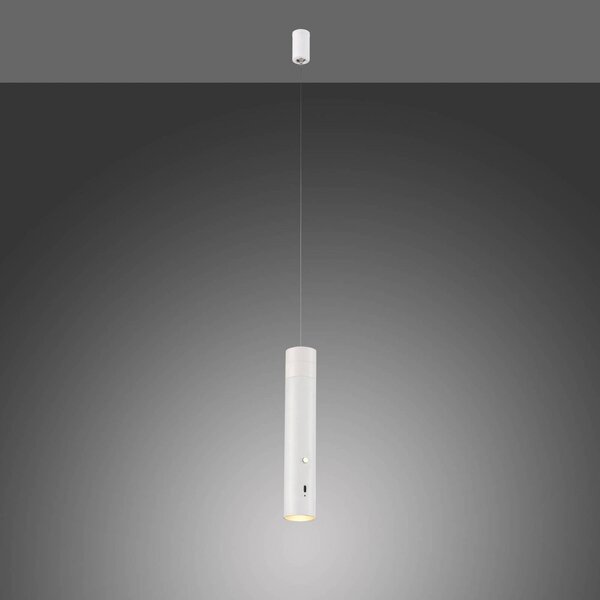 JUST LIGHT. GmbH Lampada a sospensione LED ricaricabile Attach, bianco, ferro dimmerabile, Bianco / Opale, Soggiorno / Sala da pranzo, Metallo, Moderno