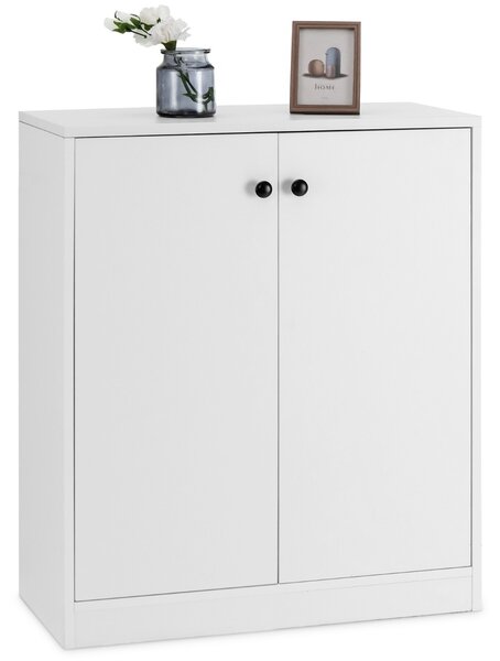 Costway Armadietto a 2 porte 3 ripiani in legno per soggiorno, Organizzatore di armadietti a buffet indipendenti Bianco