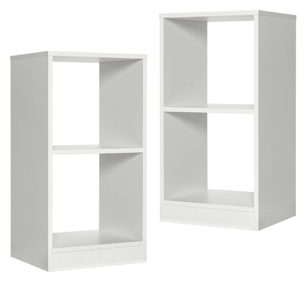 Costway Set di librerie a 2 pezzi con dispositivo antiribaltamento, Organizzatore per dischi in vinile Bianco