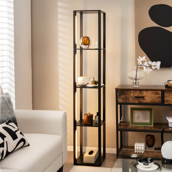 Costway Lampada da terra 163cm con lampadine LED dimmerabili a 3 livelli poli LED ruotabili, Lampada da terra moderna Nero