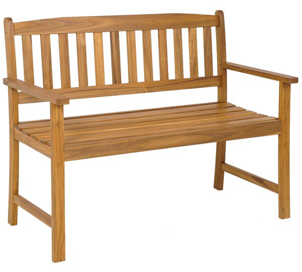 Costway Panchina da giardino in legno di acacia con schienale e braccioli sedile a doghe, Panchina da parco 110x56,5x86cm