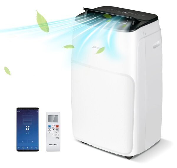 Costway Condizionatore d'aria portatile 4-in-1 da 12000BTU, AC con ventilatore a velocità multipla telecomando Bianco