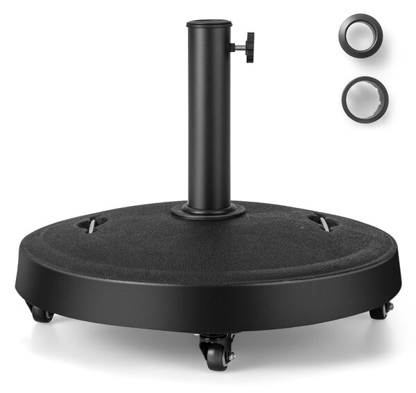 Costway Base ombrellone con rotelle da esterno 23kg, Supporto rotondo per ombrellone con diametro palo 38/48 mm
