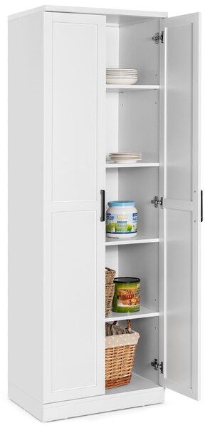 Costway Mobile dispensa alto con 2 ante e ripiani regolabili, Mobile multiuso per cucina lavanderia 59x43,5x178cm Bianco