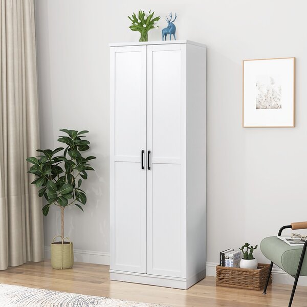 Costway Mobile dispensa alto con 2 ante e ripiani regolabili, Mobile multiuso per cucina lavanderia 59x43,5x178cm Bianco