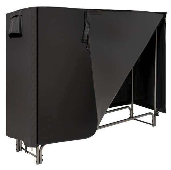 Costway Porta legna con copertura impermeabile e struttura in ferro pesante per camino, Mensola portalegna Nero 153cm
