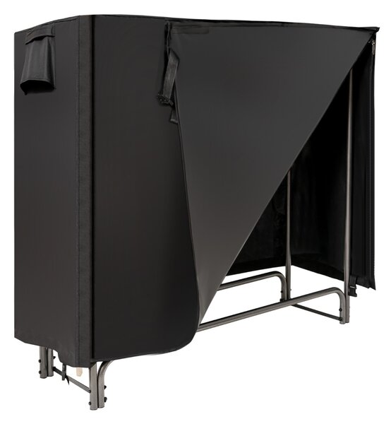 Costway Porta legna con copertura impermeabile e struttura in ferro pesante per camino, Mensola portalegna Nero 122,5cm