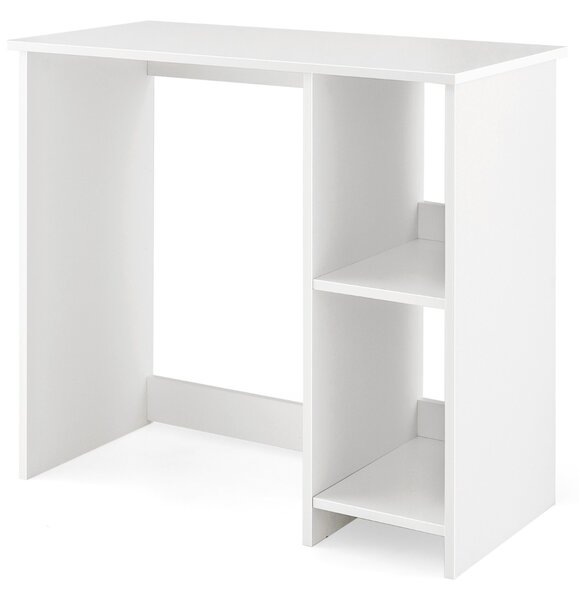 Costway Scrivania salvaspazio da casa e ufficio 80x40x74cm per ambienti piccoli, Scrivania per computer con 2 ripiani Bianco