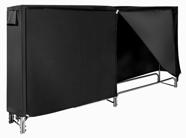 Costway Porta legna con copertura impermeabile e struttura in ferro pesante per camino, Mensola portalegna Nero 240cm