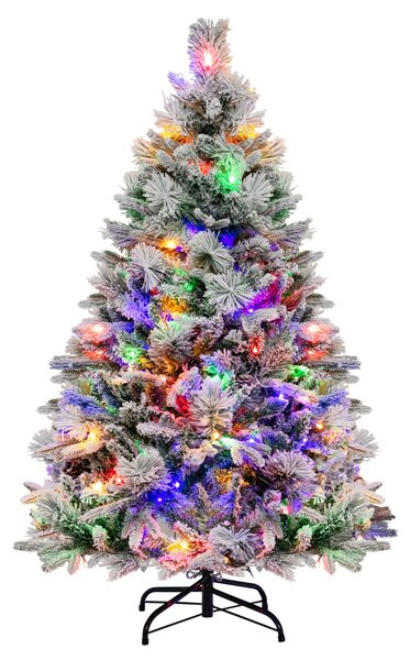 Costway Albero di natale artificiale con rametti di PE PVC luci LED 8 modalità di illuminazione, Albero decorativo da 136cm