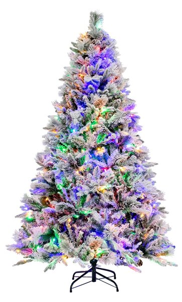Costway Albero di natale artificiale con rametti di PE PVC luci LED 8 modalità di illuminazione, Albero decorativo da 180cm