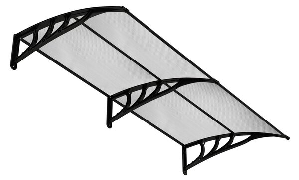 Costway Tettoia per porta per protezione da sole pioggia neve, Tettoia per porta finestra in alluminio 199x99cm Grigio