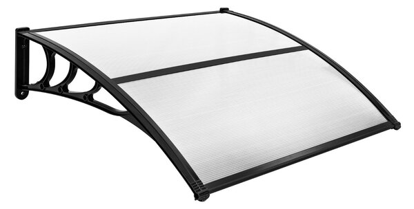 Costway Tettoia per porta finestra da 122 x 99 cm in policarbonato a pannelli cavi, Tettoia da esterno per protezione da sole Grigio