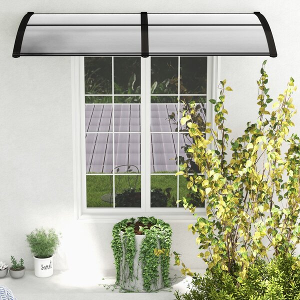 Costway Tettoia per porta per protezione da sole pioggia neve, Tettoia per porta finestra in alluminio 199x99cm Grigio