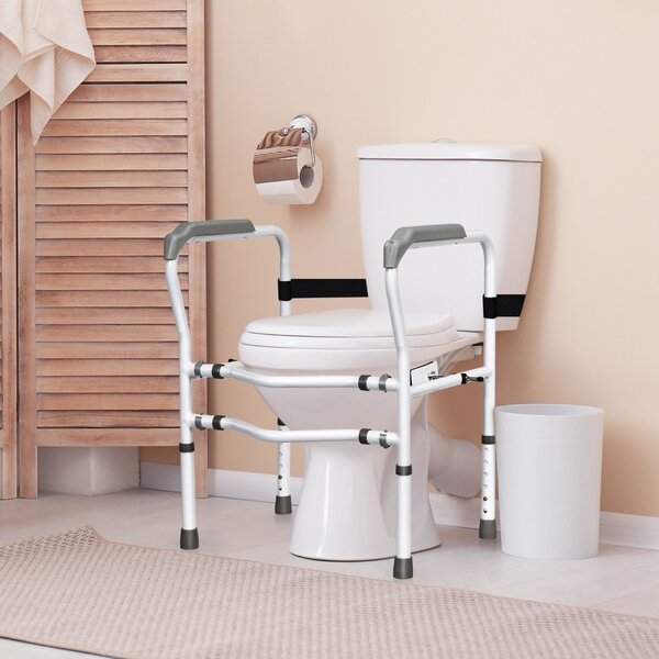 Costway Supporto per water e bidet anziani con altezza e larghezza regolabili, Supporto per gabinetto 57-62x48x63,5-76cm