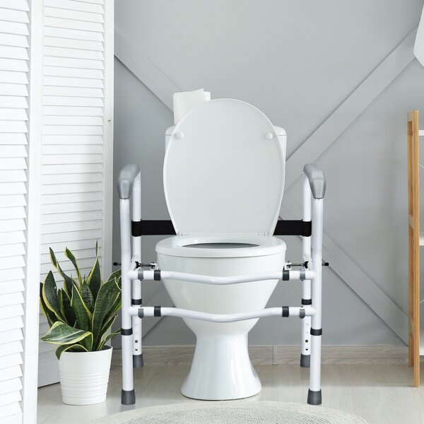 Costway Supporto per water e bidet anziani con altezza e larghezza regolabili, Supporto per gabinetto 57-62x48x63,5-76cm