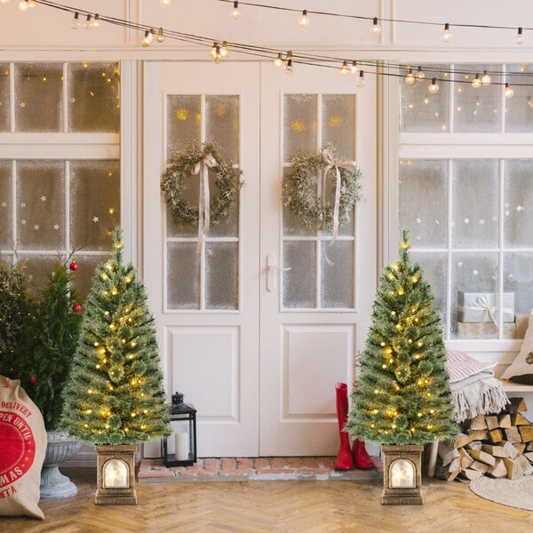 Costway Albero di Natale artificiale con aghi di pino 116 punte di ramo 100 luci LED, Albero di Natale da 120cm