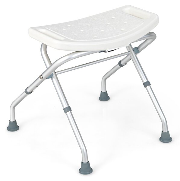 Costway Sgabello per doccia regolabile in altezza a 3 livelli con maniglie portata 150kg, Sedia per doccia 53x50x52,5cm