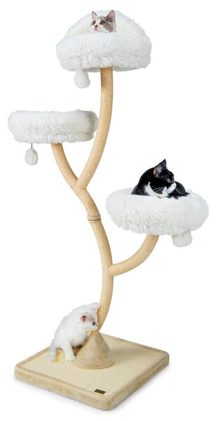 Costway Albero per gatti alto 178cm con telaio in metallo pali e tavoletta tiragraffi in sisal, Torre per gatti Beige