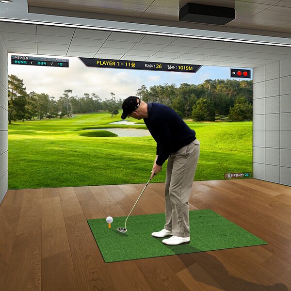 Costway Tappetino golf con 2 punte da golf 2 astine di allineamento fori preforati, Tappetino in erba sintetica 152x92x2,7cm