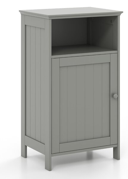 Costway Armadio per bagno di legno con anta singola e mensola regolabile, Mobile multifunzionale 40x30x70cm Grigio