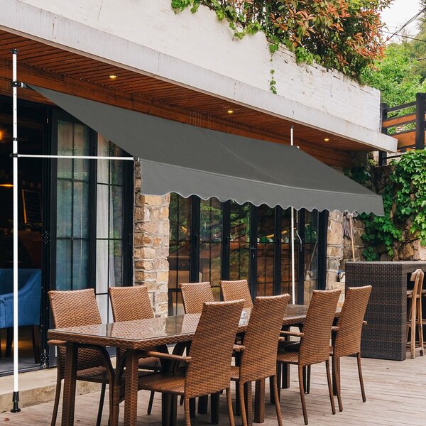 Costway Tenda da sole telescopica e retrattile, Tenda parasole resistente ai raggi UV impermeabile con manovella 200x125cm Grigio