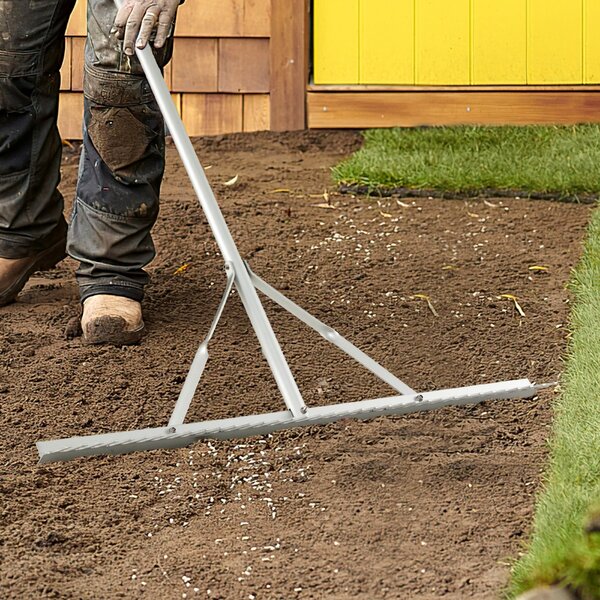 Costway Rastrello per paesaggio in alluminio resistente con testa del rastrello larga 91cm 36 denti, Rastrello da giardino