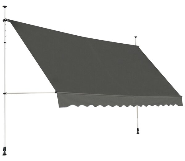 Costway Tenda da sole telescopica e retrattile, Tenda parasole resistente ai raggi UV impermeabile con manovella 200x125cm Grigio