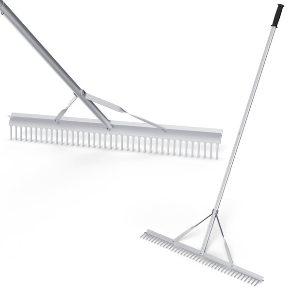 Costway Rastrello per paesaggio in alluminio resistente con testa del rastrello larga 91cm 36 denti, Rastrello da giardino