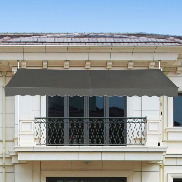 Costway Tenda da sole telescopica e retrattile, Tenda parasole resistente ai raggi UV impermeabile con manovella 200x125cm Grigio