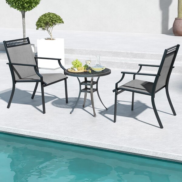 Costway Set di 2 sedie da pranzo per giardino con schienale alto tessuto a rapida asciugatura, Sedie da esterno Grigio