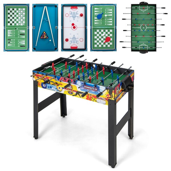 Costway Set da tavolo per giochi combo 12 in 1, Tavolo multiuso con calcio balilla biliardo ping pong scacchi bowling