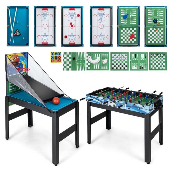 Costway Set da tavolo da gioco combo 15-in-1, Kit di combinazione basket e calcetto con hockey biliardo ping pong bowling