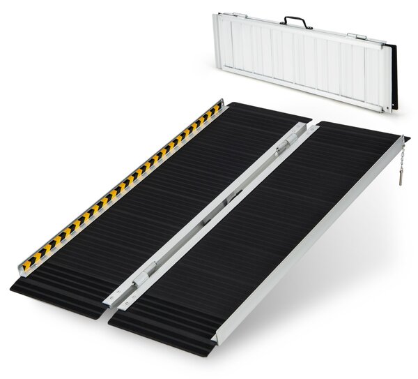 Costway Rampa per carrozzina con piastra di transizione e superficie antiscivolo, Rampa per soglie per gradini 122x74x2cm