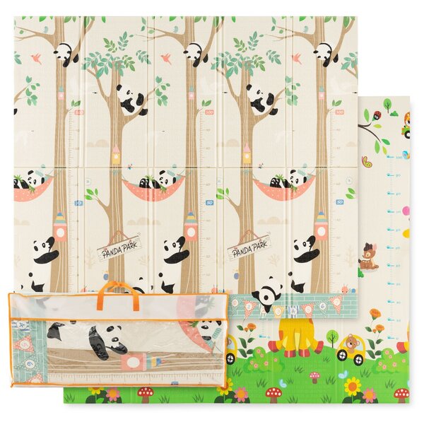 Costway Tappeto gioco per bambini pieghevole con borsa da trasporto, Tappeto per pavimento impermeabile da 200x180cm