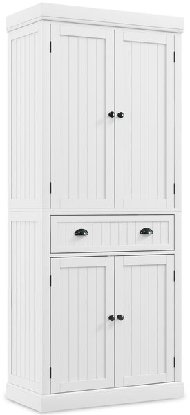 Costway Mobile dispensa da cucina alto 183cm con ripiani regolabili 2 ante e cassetto, Mobile credenza da soggiorno Bianco