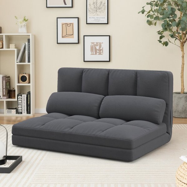 Costway Divano letto da pavimento con 2 cuscini, Divano letto da pavimento convertibile con schienale regolabile Grigio scuro