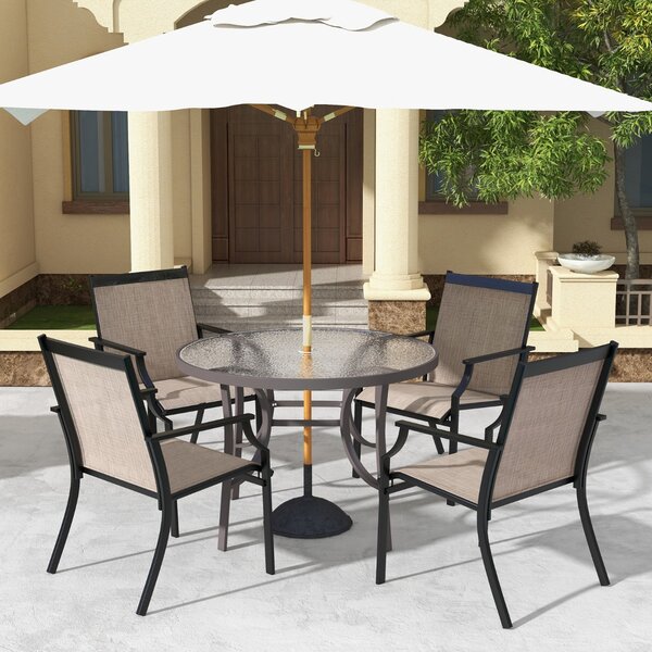 Costway 2 Sedie da pranzo per patio con seduta traspirante e telaio in metallo, Sedie da esterno con schienale alto Caffè