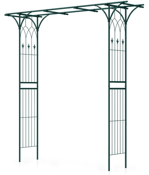 Costway Arco da giardino 205cm decorativo per prato, Metallo per piante rampicanti da giardino pesante Verde