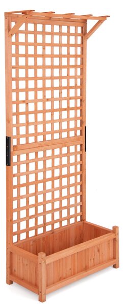 Costway Fioriera da esterno con grigliato e tettuccio, Fioriera in legno da interno esterno con fori di scarico Naturale